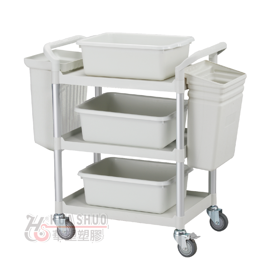 Standard cart with buckets and bins