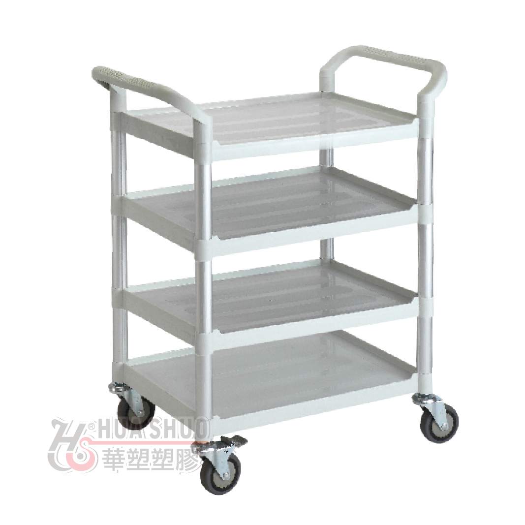 Medical trolley with four shelves